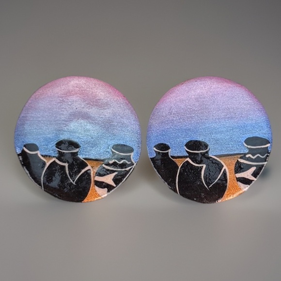 Jewelry - Beautiful vintage colorful circle costume pierced earrings